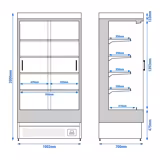 Commercial multideck display fridge - 1002mm - 440L - with 2 sliding glass doors & 4 shelves - Black