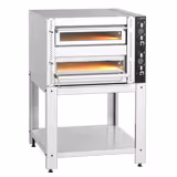 Elektrische pizzaoven (chamotte bakvloer) - 1010x1150x1550mm - 2 kamers - 2x6 pizza’s Ø30cm - tot 450°C - Handmatig - incl. onderstel