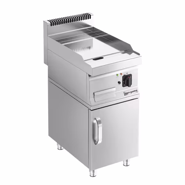 Commercial Electric Griddle - with Hard Chrome Plate - 4.5kW - Smooth Plate - Cooking area: 395x535mm - with Cabinet Base - 1 Door
