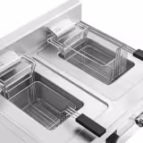 Elektrische dubbele friteuse - 10+10 liter - 18kW - met aftapkraan - op gesloten kast - 2-deurs