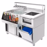 Bar Çalışma Tezgahı - Paslanmaz çelik - 1200x720mm - 2 sürgülü kapılı