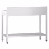 Mesa mural em aço inox AISI 304 PROFISSIONAL PREMIUM - 800x700mm - com prateleira inferior & rebordo traseiro & travessas de reforço