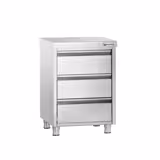 Cassettiera PREMIUM - in acciaio inox AISI 304 - con 3 cassetti - 500x600mm