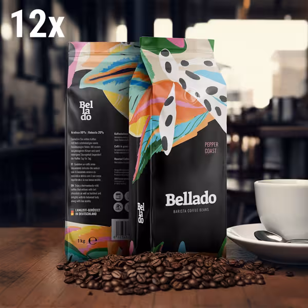 BELLADO | Koffiebonen "Pepper Coast" - 12x 1kg - 80% Arabica & 20% Robusta