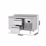 Koelwerkbank Premium PLUS - 1468x700mm - met 1 deur, 2 laden & met achterwand