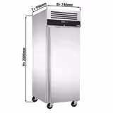 Armoire pâtissière négative Inox AISI 304 PREMIUM - EN 600 x 800 - 612 L - avec 1 porte & Glissières & 10 grilles - Noire - Roulettes