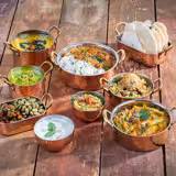 (6 pcs) Small Serving Pan - MUMBAI - stainless steel - 0.25 litres - 125x85mm - hammered finish