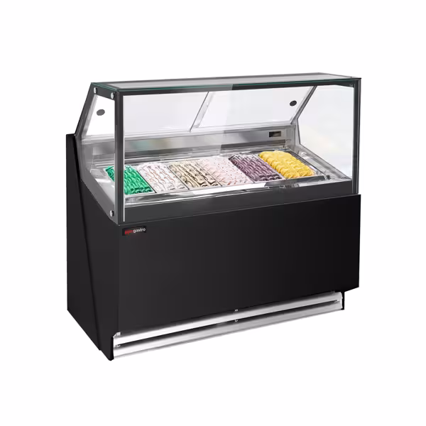 Commercial Ice Cream Display Freezer THEO 1300mm – 6x 5 L pans - ventilated cooling - black