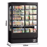 Vitrine murale réfrigérée - 1320mm - 595L - avec 2 portes battantes vitrées & 4 étagères - Noir