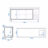 طاولة مبردة PREMIUM PLUS - 1960x600mm - 385 لتر - مع 1 حوض - مع 1 باب - مع 4 درج - حاجز خلفي