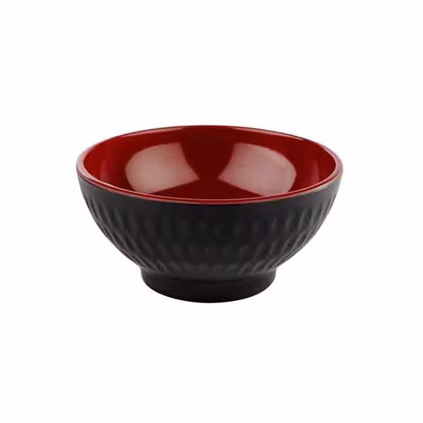 (6 Stück) Schale - ASIA PLUS - Melamin - 0,13 Liter - Ø 95mm - Schwarz/Rot