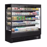 Vitrina mural refrigerada - 1940x700x2000mm - 893L - con 4 puertas correderas de vidrio y 4 estantes - Negro