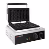 Máquina de waffles PROFISSIONAL / Máquina de waffles no espeto (Corn Dog) - Simples - Manual - 1,55kW - Forma: Waffle no espeto (Corn Dog) - para 6 unid