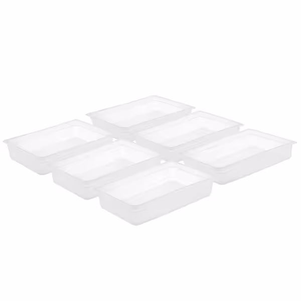 (6 stuks) Polycarbonaat GN-bak GN 1/1 - transparant - 8,5 liter - Diepte: 65mm