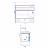 Pizza hazırlık tezgahı PREMIUM- 1400x700mm - 6 çekmeceli 1/2 - GN 1/4 soğutmalı vitrin dahil