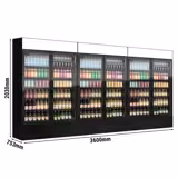 (3 pcs) Commercial Upright Glass Door Display Fridge with Illuminated Canopy - 1200mm - 3600 Litres - with 6 hinged glass doors - LED lighting - Temperature range 1 to 10 °C