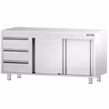 Edelstahl Arbeitsschrank PREMIUM - 1600x600mm - mit 3 Schubladen links