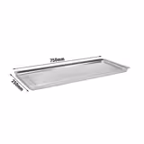 Plateau de service avec rebord - Acier inoxydable - avec rebord - rectangulaire - 768x268x40mm - Hauteur : 40mm