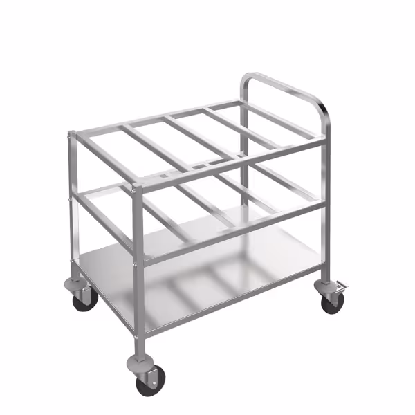 Servierwagen 800mm - mit 2 Abstellflächen für jeweils 12 GN1/6 Behälter