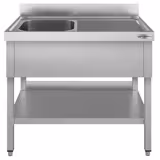 Fregadero industrial de acero inoxidable ECO - 1200x700mm - con estante inferior - con 1 seno a la izquierda