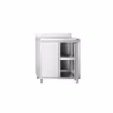 Armario de trabajo de acero Inox. PREMIUM - 0,8 m - con puerta batiente y zócalo