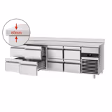 Koelwerkbank PREMIUM - 2330x700mm - met 8 laden & achterwand