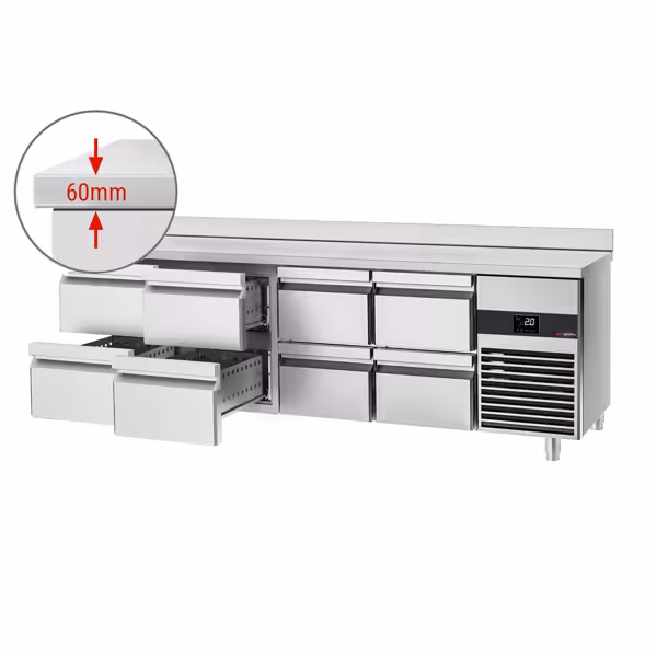 Kylbänk PREMIUM – 2330x700 mm – med 8 lådor & uppkant