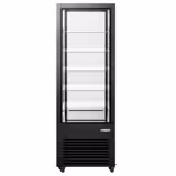 4-Sided Glass Display Fridge - 440L - 675mm - Double glazing - with 5 glass shelves - 1 rear glass door - for patisserie - Black