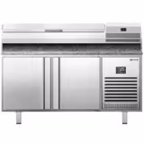 Commercial Pizza Prep Counter - Granite Top PREMIUM PLUS - 1738x800mm - with 2 doors - incl. refrigerated topping unit - 7x GN 1/4