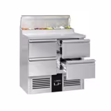 Saladette / mesa de preparação PREMIUM - 0,9 x 0,7 m - com 4 gavetas 1/2
