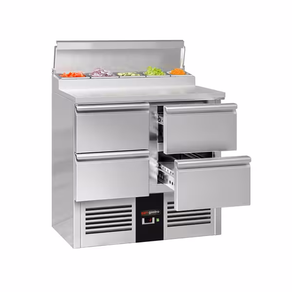 Zubereitungstisch Mini PREMIUM - 900mm - 4 Schubladen - für 5x GN 1/6