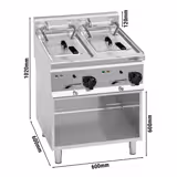 Kaksiosainen sähkökäyttöinen rasvakeitin - 2 x 10 l - 12,0 kW - tyhjennyshanalla - sis. alarungon - 400 V
