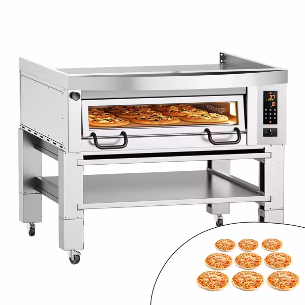 Piec do pizzy - 9 x Ø34cm - Panel dotykowy - z okapem i ramą nośną