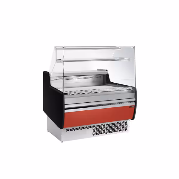 Banco gastronomia professionale - 998x953mm - Ventilata - 110 L - Vetro dritto - Pannello frontale Rosso RAL 5015 - 1 porta - con 1 ripiano