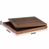 Bread Cutting Board with Crumb Tray - GN 2/3 - Walnut Wood - Brown - removable crumb tray