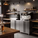 Tavolo armadiato - per Macchina del caffè - 2000x600mm - con 4 ante battenti e alzatina