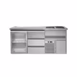 Bira tezgahı PREMIUM PLUS - 1950x700mm - 1 Cam Kapı & 3 Çekmece