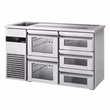 Comptoir de bar réfrigéré PREMIUM - 1550x700mm - 5 tiroirs en verre