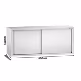 Pensili in acciaio inox PREMIUM - 1800x400mm - con porta scorrevole - altezza 650mm