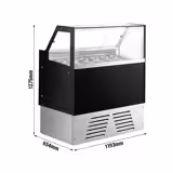 Vitrine à glace EMMA – 1190 mm – refroidissement ventilé – pour 6 bacs à glace de 5 litres ou 4 bacs de 7 litres – noir