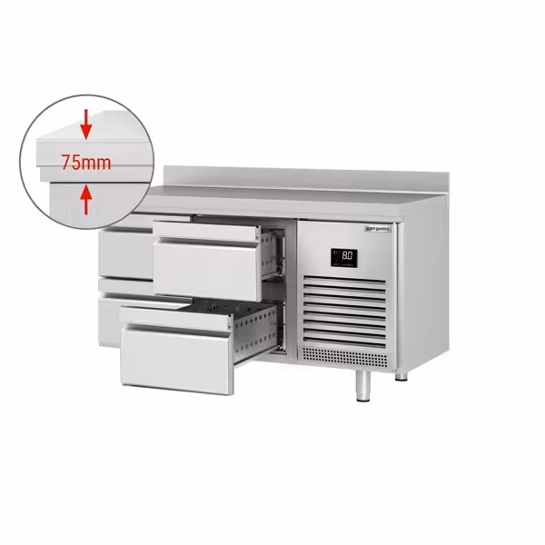 Koelwerkbank PREMIUM PLUS - 1468x700mm - met 4 lades - opstand