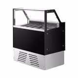 Ijsvitrine EMMA - 1193mm - geforceerde koeling - voor 6x 5 liter ijsbak; 4x 7 liter ijsbak - incl. 4x 7 liter ijsbak - zwart - schuifdeksel - Dekselopening aan de bedieningszijde