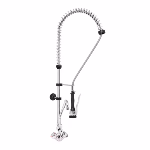 Ön Yıkama Duş Sprey Ünitesi 2000 PREMIUM PLUS - Musluklu - Çift Su Girişli - 360° döner el tabancası ile - şalterli sürekli akış, şwenk ağız, EPDM hortum & lak kaplamalı yay ile - 140x600x1190mm