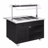 Buffet self-service chaud DANZIG - 1300mm - 3 bacs GN 1/1 - avec Glissière pour plateaux - Noir