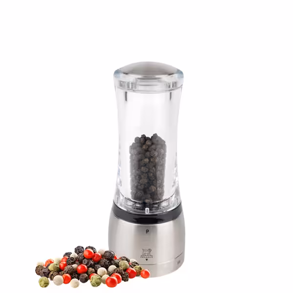 (6 pieces) PEUGEOT | DAMAN - Pepper Mill - u'Select - Stainless Steel/Acrylic - Height: 160mm