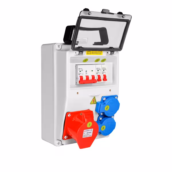 Rozdzielnica elektryczna - 2x 230V & 1x 16A gniazda Schuko + CEE - IP54/IP44 - ścienna