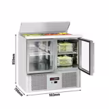 Saladette ECO - 903mm - 2 glazen deuren - met invoer voor 2x GN & 3x GN 1/6 & Roestvrijstalen deksel