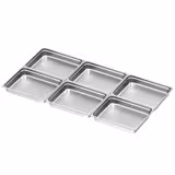 (6 sztuk) Pojemniki ze stali nierdzewnej GN 2/1 – wysokość: 100 mm