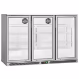 Barkoelkast - 1350mm - 320 Liter - met 3 glazen klapdeuren - grijs