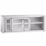 Rozsdamentes acél faliszekrény - 2000x400mm - üveg tolóajtóval - 650mm magas